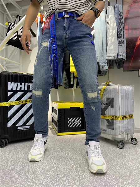 2019 mens distressed ripped biker jeans slim fit motorcycle biker denim for men fashion hip hop mens jeans good quality3, Blue
2019 mens distressed ripped biker jeans slim fit motorcycle biker denim for men fashion hip hop mens jeans good quality3, Blue