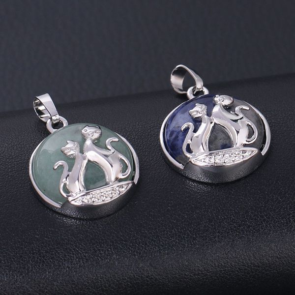 qimoshi cute crystal double cat play double side pendant necklace natural stone moon couple jewelry gift female animal necklace, Silver
qimoshi cute crystal double cat play double side pendant necklace natural stone moon couple jewelry gift female animal necklace, Silver