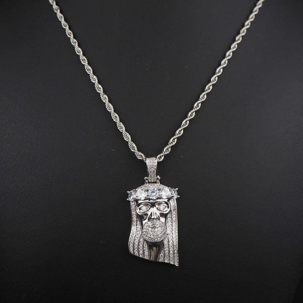 zircon inlaid with jesus face necklace, androgynous hip hop rock accessories, Silver
zircon inlaid with jesus face necklace, androgynous hip hop rock accessories, Silver