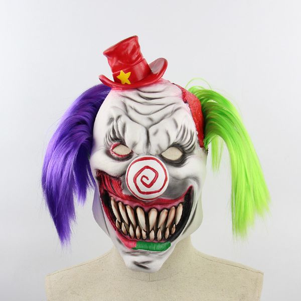horror green purple hair big nose sharp teeth clown with red hat christmas mask cute horn devil mask easter holiday party
horror green purple hair big nose sharp teeth clown with red hat christmas mask cute horn devil mask easter holiday party