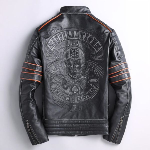 2019 vintage black men skulls embroidery slim fit biker's leather jacket plus size 4xl genuine cowhide short coat ing
2019 vintage black men skulls embroidery slim fit biker's leather jacket plus size 4xl genuine cowhide short coat ing