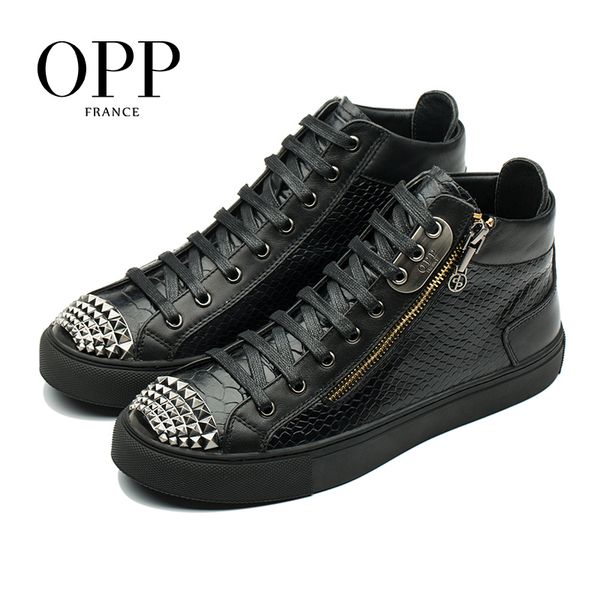opp snakeskin men shoes metal rivet winter boots men high boots genuine leather zipper shoes ankle for, Black
opp snakeskin men shoes metal rivet winter boots men high boots genuine leather zipper shoes ankle for, Black