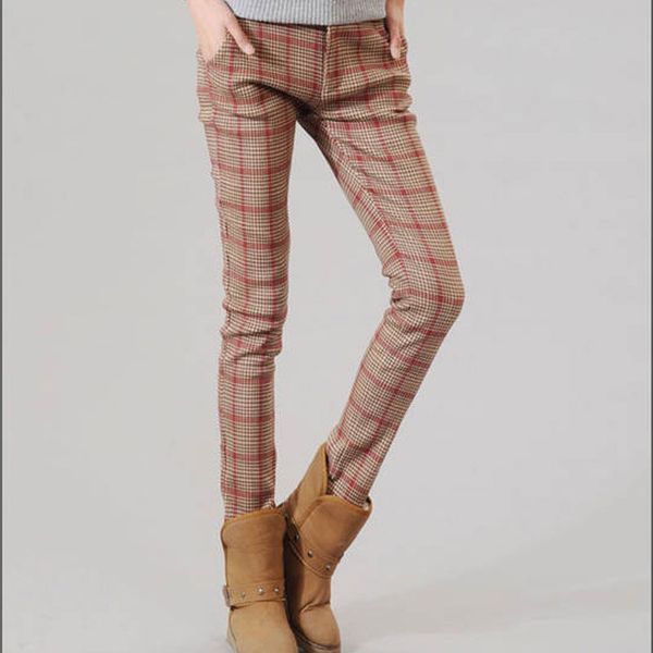 women's pants & capris outer wear plaid trousers winter high-waist slim small pencil xf680, Black;white
women's pants & capris outer wear plaid trousers winter high-waist slim small pencil xf680, Black;white