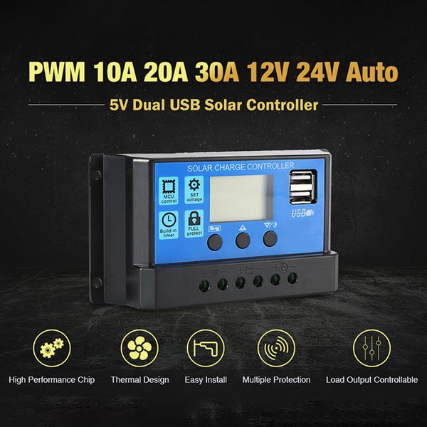 12v/24v universal solar panel controller battery charge regulator auto with dual usb for diy solar power 10a/20a/30a optional
12v/24v universal solar panel controller battery charge regulator auto with dual usb for diy solar power 10a/20a/30a optional