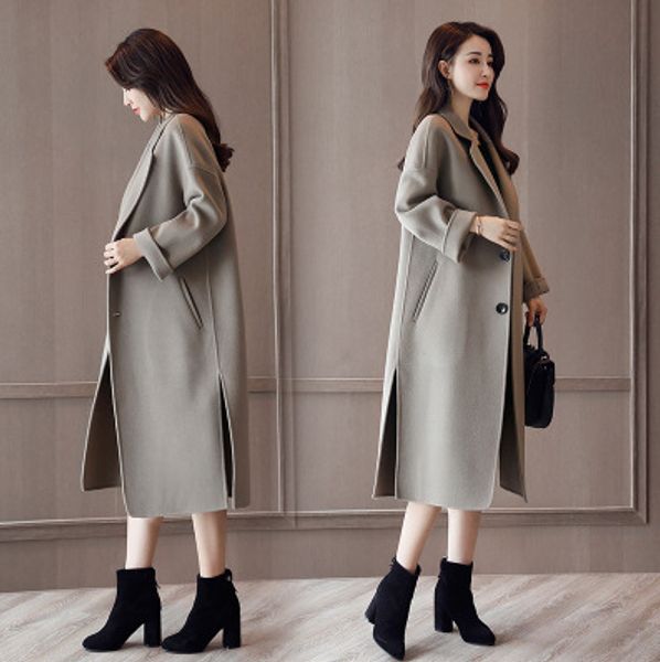 women's wool & blends winter woman coats 2021 loose double-sided woolen cashmere coat solid color temperament long section, Black
women's wool & blends winter woman coats 2021 loose double-sided woolen cashmere coat solid color temperament long section, Black