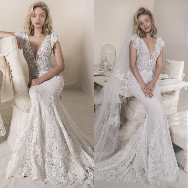 wedding dresses v neck backless bohemian bridal gowns mermaid sweep train beaded boho vestido de novia, White
wedding dresses v neck backless bohemian bridal gowns mermaid sweep train beaded boho vestido de novia, White