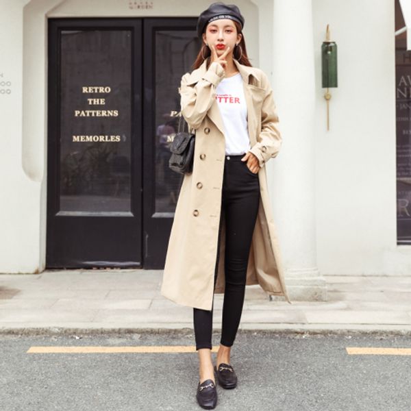 2019 windswear women mid long korean version spring and autumn new british style loose below knee coat trenchs female, Tan;black
2019 windswear women mid long korean version spring and autumn new british style loose below knee coat trenchs female, Tan;black