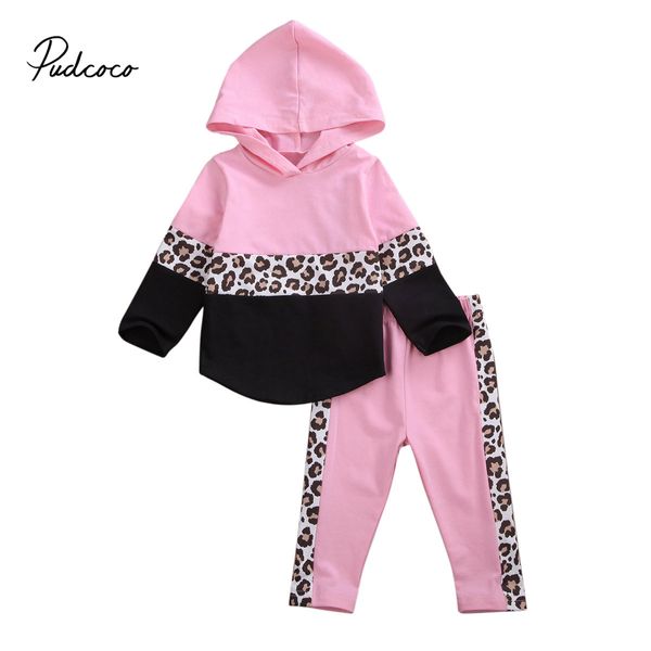 

pudcoco малыш дети девочка зимняя одежда наборы розовый с длинным рукавом леопард с капюшоном топы длинные брюки наряд спортивный костюм, White
