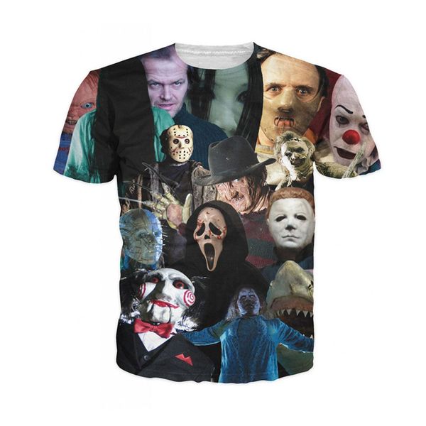 

cloudstyle women men 3d harajuku summer short sleeve cinema killers t-shirt horror movie killers print tee t shirts, White;black