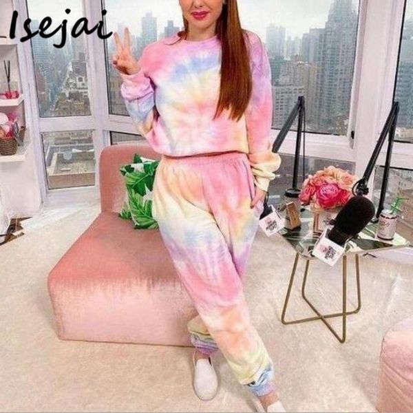 

o neck print pajama set women tie-dye sleepwear women's pyjamas sets long sleeve and pants home clothes pyjama casual outfit, Black;red