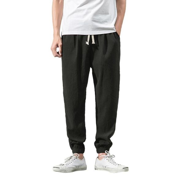 ankle-length men's pants men's casual slim sports linen trousers baggy haren pants with straps fashion sweatpants, Black
ankle-length men's pants men's casual slim sports linen trousers baggy haren pants with straps fashion sweatpants, Black