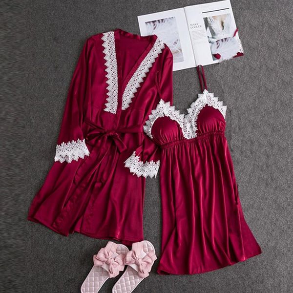 women silk lace robe dress babydoll nightwear set sleepwear lace pigiama donna white nuisette femme de nuit, Black;red
women silk lace robe dress babydoll nightwear set sleepwear lace pigiama donna white nuisette femme de nuit, Black;red