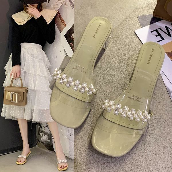 slippers new fashion wild crystal transparent yi zi tuo high heel red chunky-heel sandals, Black;grey
slippers new fashion wild crystal transparent yi zi tuo high heel red chunky-heel sandals, Black;grey