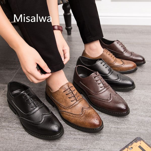 misalwa british style oxford men dress shoes breathable bullock wingtip shoes suit business carved formal flats drop ship, Black
misalwa british style oxford men dress shoes breathable bullock wingtip shoes suit business carved formal flats drop ship, Black
