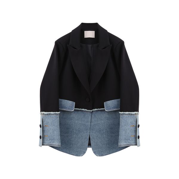 jacket women 2019 new female korean denim irregular stitching personality fashion slim casual temperament, White;black
jacket women 2019 new female korean denim irregular stitching personality fashion slim casual temperament, White;black