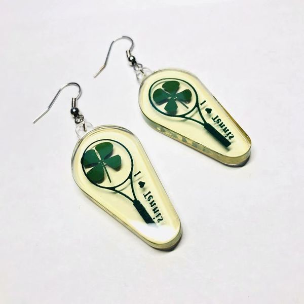 yqtdmy vogue brand four leaf clover fashion tennis style earring, Silver