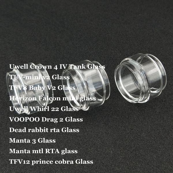 Fat Replacement Bulb Glass Tube for Crown 4 IV Whirl 22 TFV-mini v2 TFV8 Baby V2 Falcon mini Drag 2 Manta 3 MTL TF12 Prince Cobra DHL