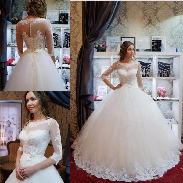 2018 Sexy Outdoor Country 3/4 Long Sleeves Wedding Dresses White Lace Appliques Sweep Train A Line Long Wedding Gowns Vestidos De Novia
2018 Sexy Outdoor Country 3/4 Long Sleeves Wedding Dresses White Lace Appliques Sweep Train A Line Long Wedding Gowns Vestidos De Novia