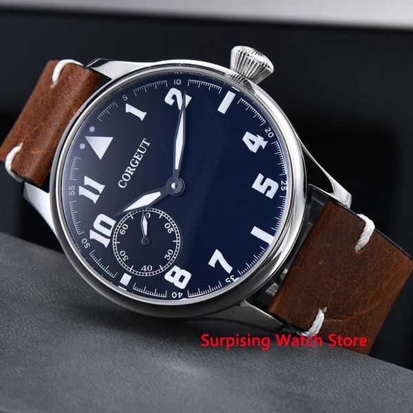 corgeut 44mm fashion watch men 17 jewels hand winding 6497 movement luminous waterproof mechanical wristwatch leather strap, Slivery;brown
corgeut 44mm fashion watch men 17 jewels hand winding 6497 movement luminous waterproof mechanical wristwatch leather strap, Slivery;brown