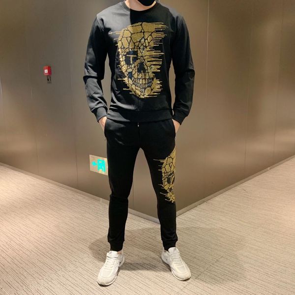 seestern beading skull set men 2 piece suit black tracksuit long sleeve hoodie and pants sportswear pearls skull track suits, Gray
seestern beading skull set men 2 piece suit black tracksuit long sleeve hoodie and pants sportswear pearls skull track suits, Gray