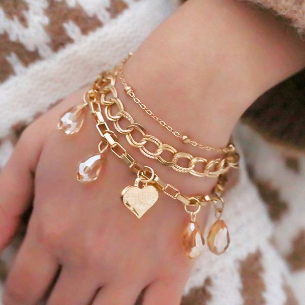 female bracelets multi layered chain heart charms bracelet for women gold color bracelet femme gift, Golden;silver
female bracelets multi layered chain heart charms bracelet for women gold color bracelet femme gift, Golden;silver
