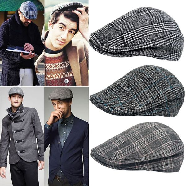 new men's autumn and winter warm gray casual beret plaid retro british duck tongue hat forward hat, Blue;gray
new men's autumn and winter warm gray casual beret plaid retro british duck tongue hat forward hat, Blue;gray