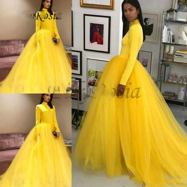 new long sleeve yellow prom dresses 2019 high neck satin puffy tulle a-line simple women formal evening prom gowns lange jurk, Black
new long sleeve yellow prom dresses 2019 high neck satin puffy tulle a-line simple women formal evening prom gowns lange jurk, Black