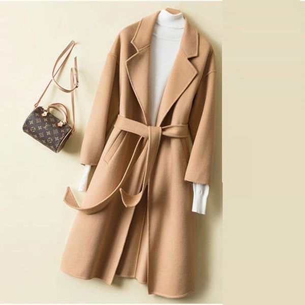 2019 spring new woolen coat female long-sleeved s slim lapel belt ladies loose casual fashion autumn wool long women jacket w016, Black
2019 spring new woolen coat female long-sleeved s slim lapel belt ladies loose casual fashion autumn wool long women jacket w016, Black