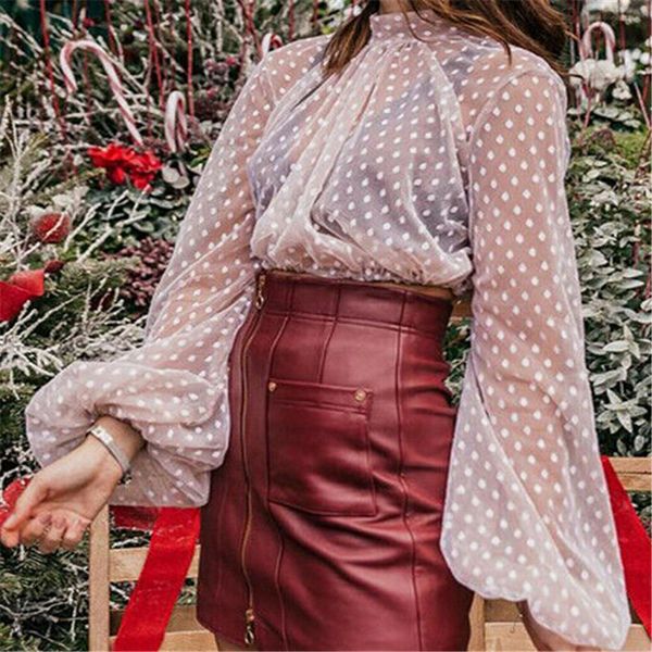 new women turtleneck mesh dots see through t shirt transparent outwear lantern sleeve crop camisas femininas clubwear, White
new women turtleneck mesh dots see through t shirt transparent outwear lantern sleeve crop camisas femininas clubwear, White