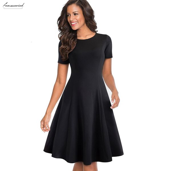 elegant black dress round neck brief pure color vestidos a line pinup business women party flare a110, Black;gray
elegant black dress round neck brief pure color vestidos a line pinup business women party flare a110, Black;gray