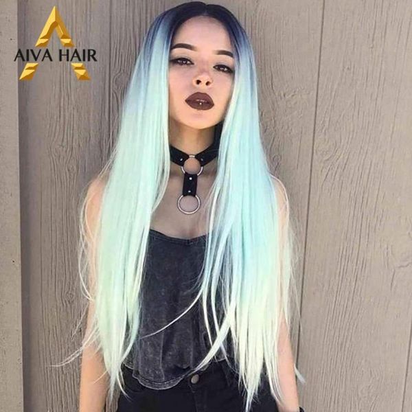aiva hair high temperature synthetic lace front wig straight ombre light blue wig with black roots cosplay long wigs for women
aiva hair high temperature synthetic lace front wig straight ombre light blue wig with black roots cosplay long wigs for women