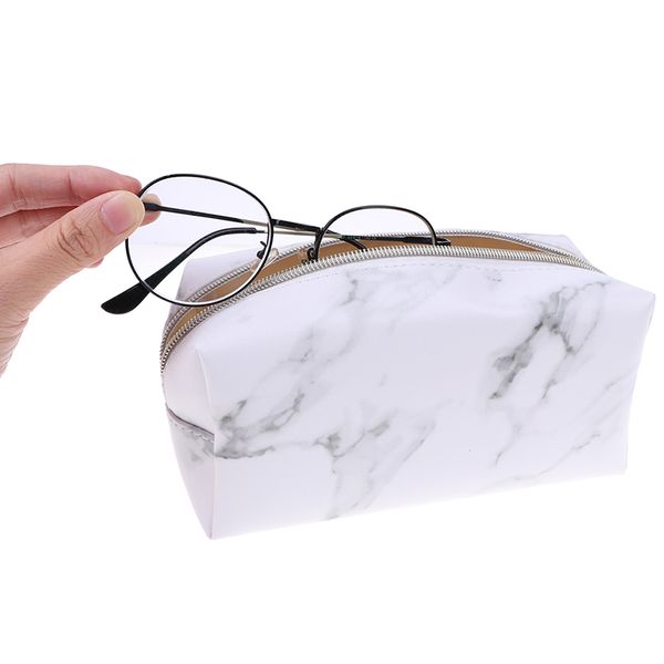 

large marble pencil case leather pen box big makeup bag for girls gift pu etui office school travel supplies chancery penalty