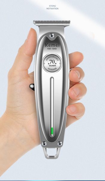 kemei 1949 профессиональная машинка для стрижки волос все металлические мужчины электрический беспроводной триммер для волос 0 мм лысый т ле