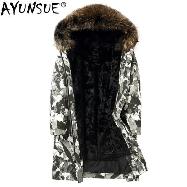 ayunsue parka homme winter jacket men natural wool fur liner camouflage parkas raccoon fur collar long coat z1818135p my1427, Black
ayunsue parka homme winter jacket men natural wool fur liner camouflage parkas raccoon fur collar long coat z1818135p my1427, Black