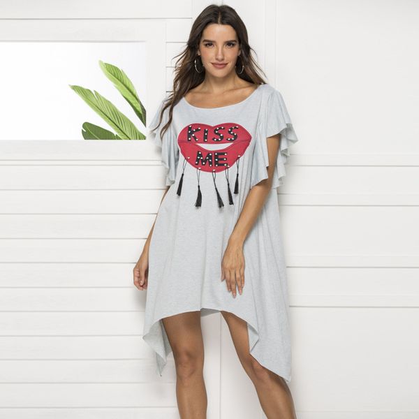 Red Lip With Letter Print Woman Dress Fashion Tassel Rhineston Donna Summer Dress Brief Lady Cloth
Red Lip With Letter Print Woman Dress Fashion Tassel Rhineston Donna Summer Dress Brief Lady Cloth