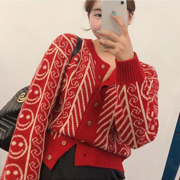 women knit sweater cardigans simle face vintage striped long sleeve knitting korean fashion casual outwear a95, White
women knit sweater cardigans simle face vintage striped long sleeve knitting korean fashion casual outwear a95, White