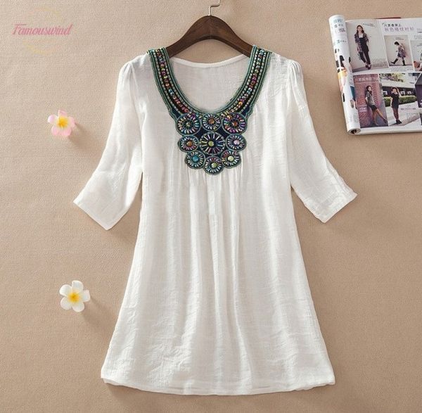 2020 summer new women floral embroidery plus size xxxl loose blouse shirts 7 candy colors chiffon casual shirt, White 
2020 summer new women floral embroidery plus size xxxl loose blouse shirts 7 candy colors chiffon casual shirt, White