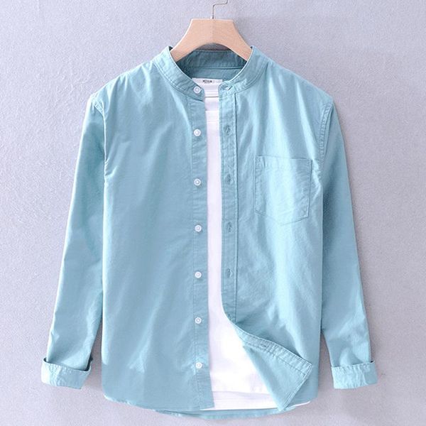 men's casual shirts 2021 brand long sleeve 100% cotton oxford stand-collar solid color mens fashion, White;black
men's casual shirts 2021 brand long sleeve 100% cotton oxford stand-collar solid color mens fashion, White;black