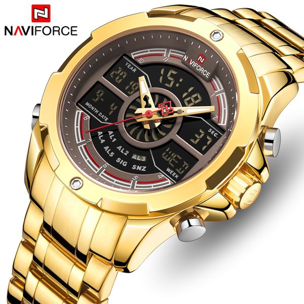 naviforce brand mens dual display watches men luxury gold quartz watch male fashion analog digital waterproof wristwatch, Slivery;brown
naviforce brand mens dual display watches men luxury gold quartz watch male fashion analog digital waterproof wristwatch, Slivery;brown