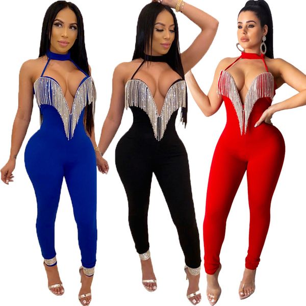 women's jumpsuits & rompers backless bodycon gorgeous crystal tassel halter bodysuits zipper long pencil pants party club sleeveless ro, Black;white
women's jumpsuits & rompers backless bodycon gorgeous crystal tassel halter bodysuits zipper long pencil pants party club sleeveless ro, Black;white