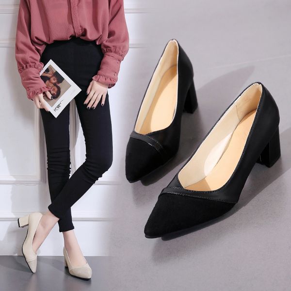 2019 female spring new women's flock shoes high square fashion shoes party pointed toe handmade suede single high heels, Black;white
2019 female spring new women's flock shoes high square fashion shoes party pointed toe handmade suede single high heels, Black;white
