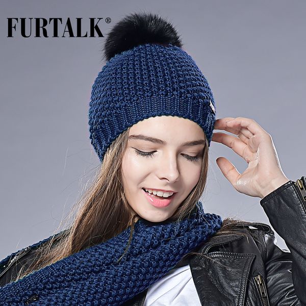 furtalk woman knit beanie hat caps real fur pom pom hat women fur autumn winter wool hats for women, Blue;gray
furtalk woman knit beanie hat caps real fur pom pom hat women fur autumn winter wool hats for women, Blue;gray