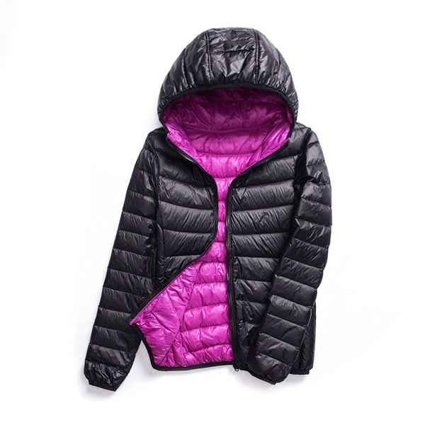 women 90% white duck down jacket autumn winter hooded two side ultra light down parkas coat female warm slim short jackets r1418, Black
women 90% white duck down jacket autumn winter hooded two side ultra light down parkas coat female warm slim short jackets r1418, Black