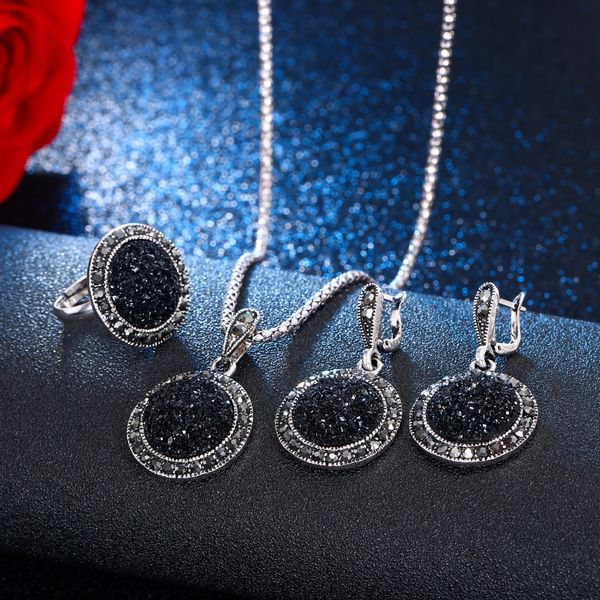 ailend vintage crystal round jewelry for women charm necklace earrings color black fashion party earring jewelry new arrival, Silver
ailend vintage crystal round jewelry for women charm necklace earrings color black fashion party earring jewelry new arrival, Silver