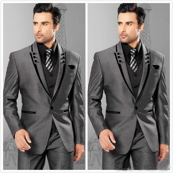 2018 new grey groom tuxedos peak lapel three pieces groomsmen mens wedding dresses prom suits (jacket+pants+vest), Black;gray
2018 new grey groom tuxedos peak lapel three pieces groomsmen mens wedding dresses prom suits (jacket+pants+vest), Black;gray