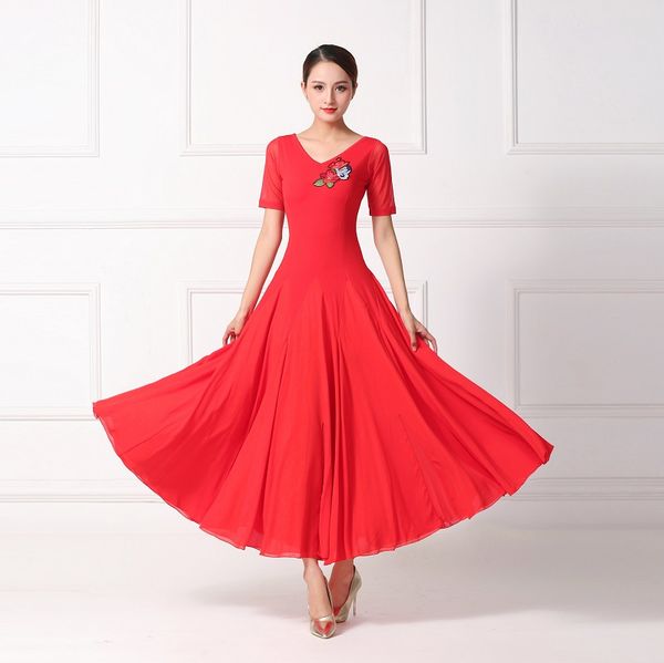 women ballroom competition dance dress elegant red standard modren waltz ballroom dancing dresses, Black;red
women ballroom competition dance dress elegant red standard modren waltz ballroom dancing dresses, Black;red
