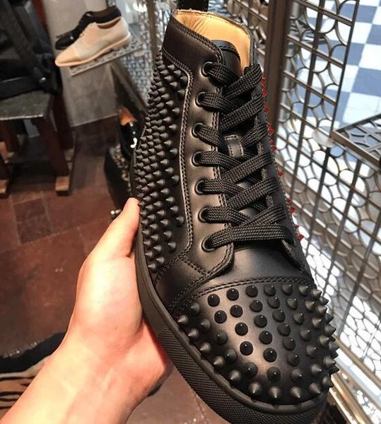 gold white studded spikes casual flats red bottom luxury shoes for men and women party designer sneakers split lovers genuine leather l05, Black
gold white studded spikes casual flats red bottom luxury shoes for men and women party designer sneakers split lovers genuine leather l05, Black