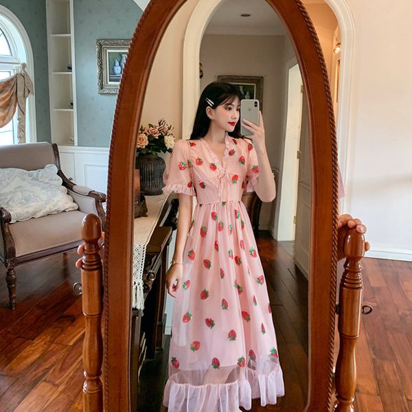 party dresses women big size strawberry pattern dress v-neck mesh falbala bandage patchwork long maid cute girls summer female, White;black
party dresses women big size strawberry pattern dress v-neck mesh falbala bandage patchwork long maid cute girls summer female, White;black