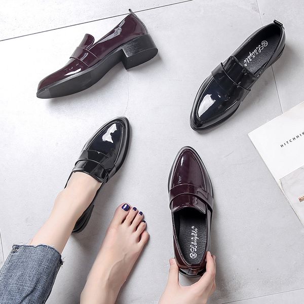 pointed toe oxfords woman single shoes japanned leather flats moccasins slip on ladies work loafers college girls derby shoes, Black
pointed toe oxfords woman single shoes japanned leather flats moccasins slip on ladies work loafers college girls derby shoes, Black