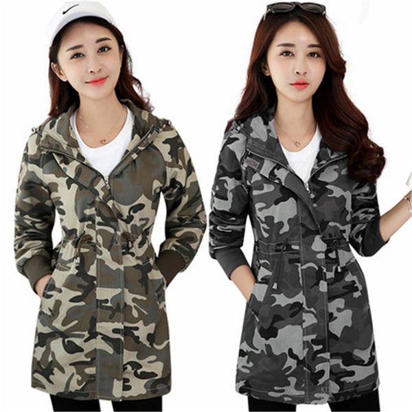 2019 new spring autumn windbreaker coats large size women's korean casual slim long camouflage jacket hooded outerwear x493, Tan;black
2019 new spring autumn windbreaker coats large size women's korean casual slim long camouflage jacket hooded outerwear x493, Tan;black